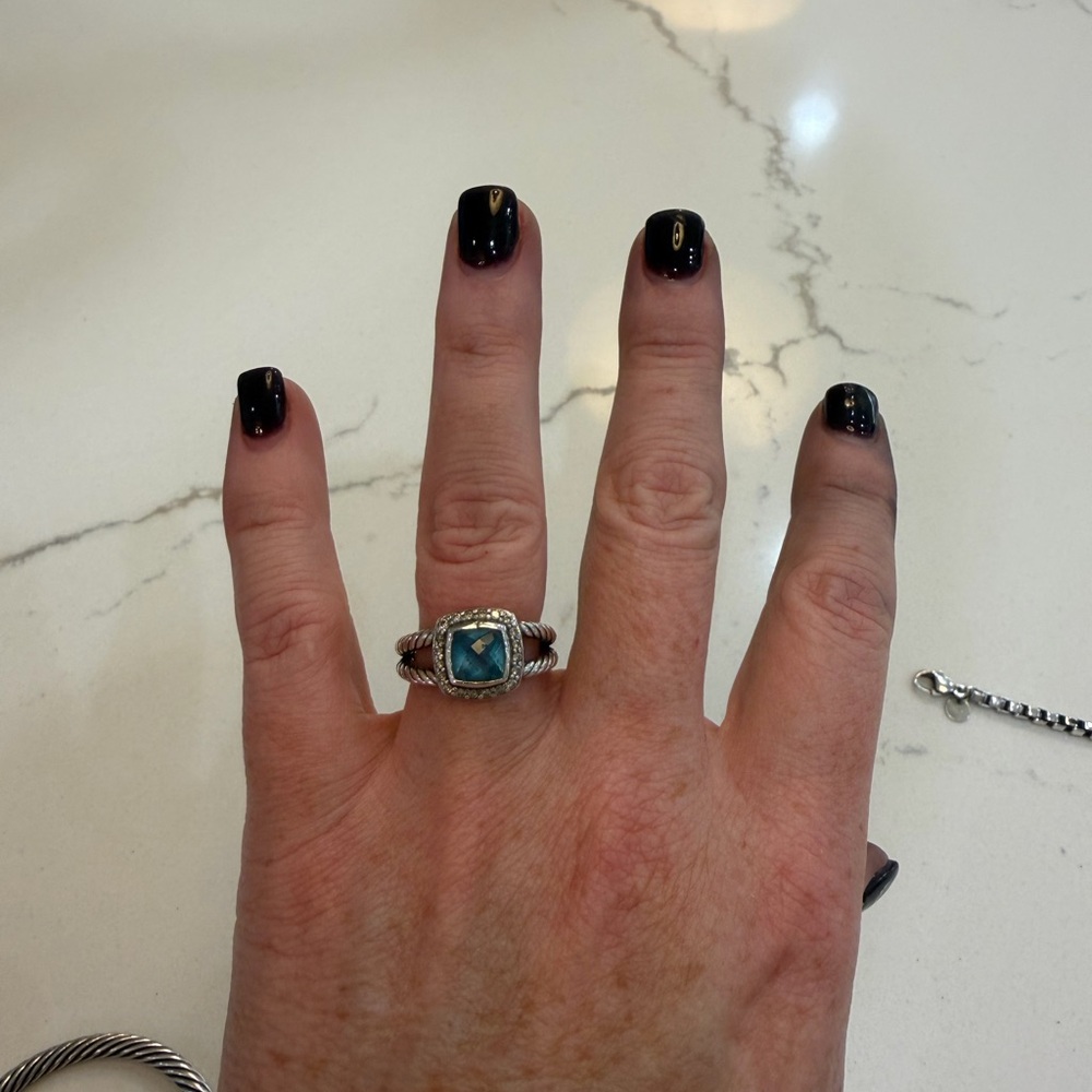 David Yurman Silver Ring with Blue Stone